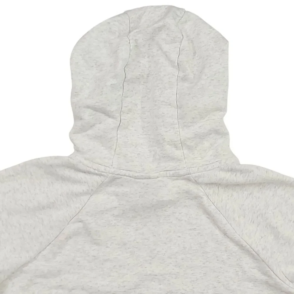 Nike Sportswear Club Fleece Pullover Hoodie Womens Small Gray White Workout Top